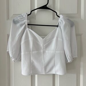 Abercrombie White Sweetheart Neck Crop Top Blouse